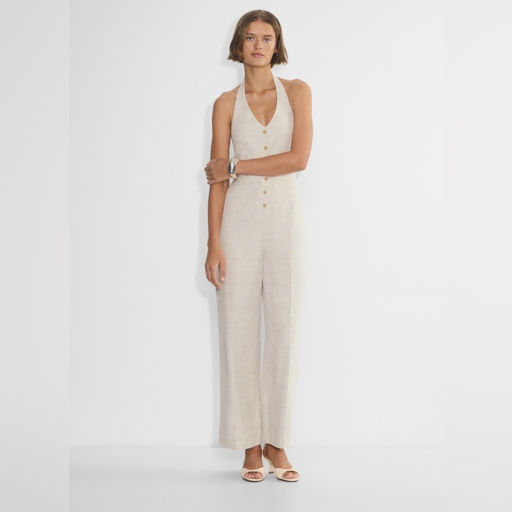 Aritzia CruiseLinen Upscale Halter Jumpsuit